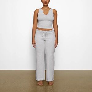 Skims cotton jersey straight leg pant light heather grey